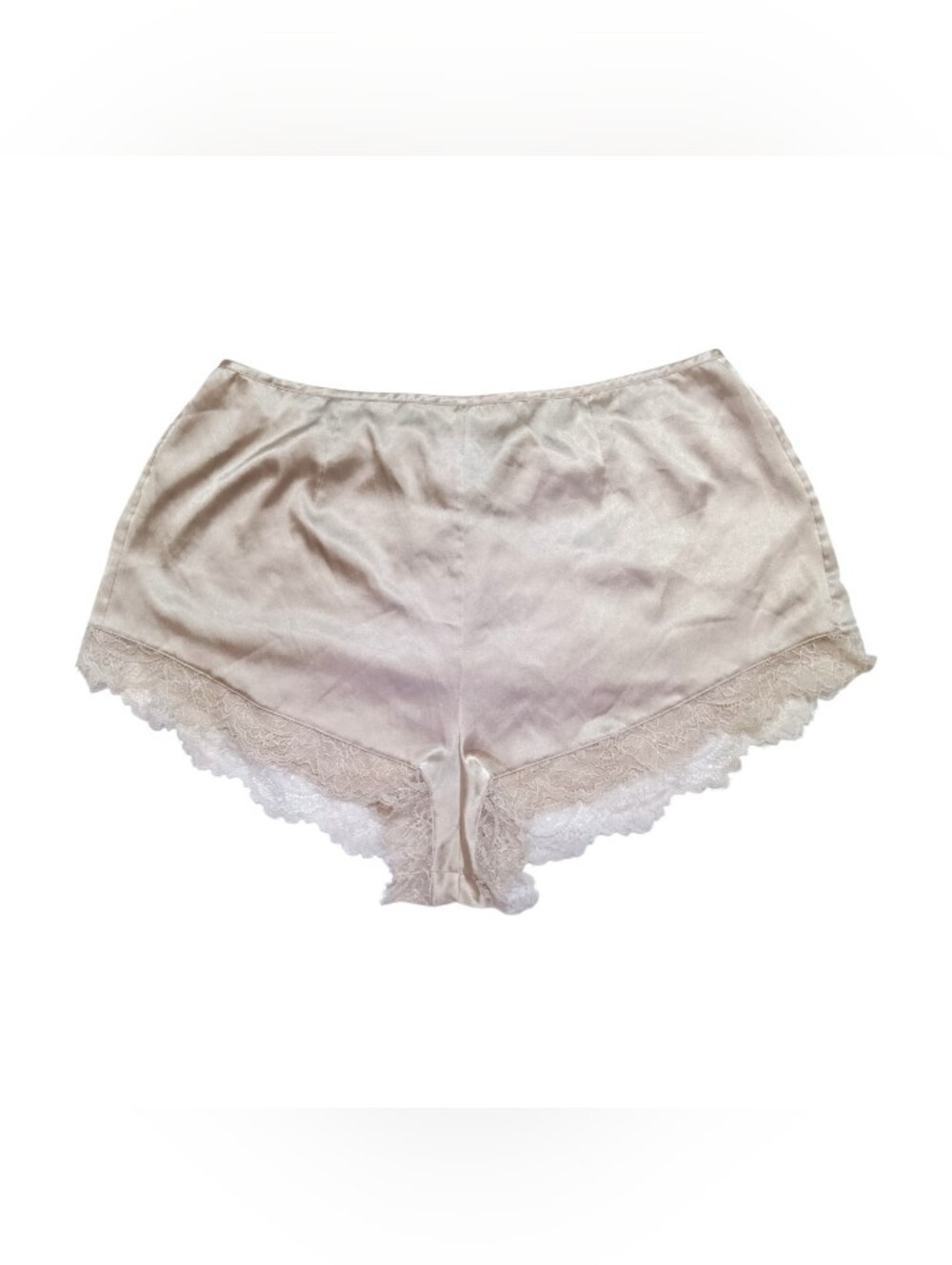 Victoria's Secret Satin Sleep Shorts Cream Lace Trim Lingerie Bottoms L